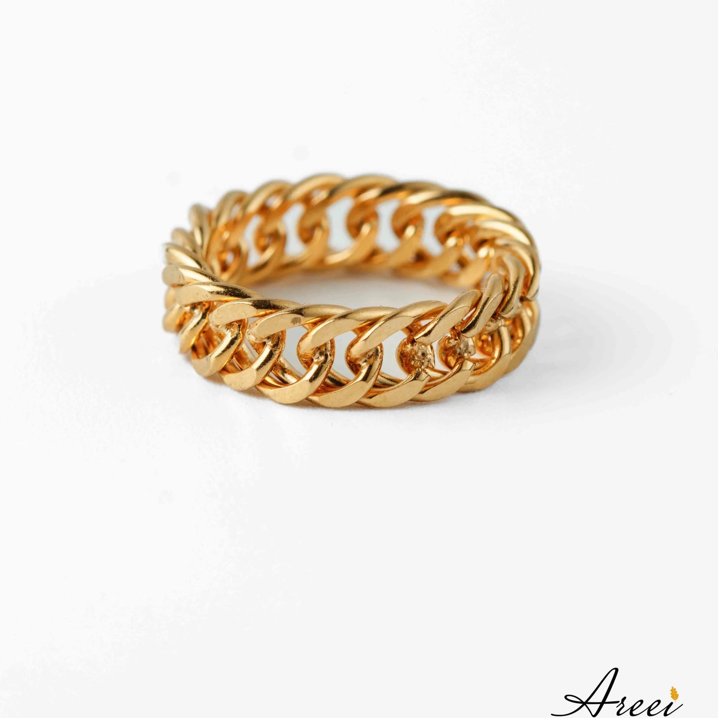18k gold plated chain chunky ring