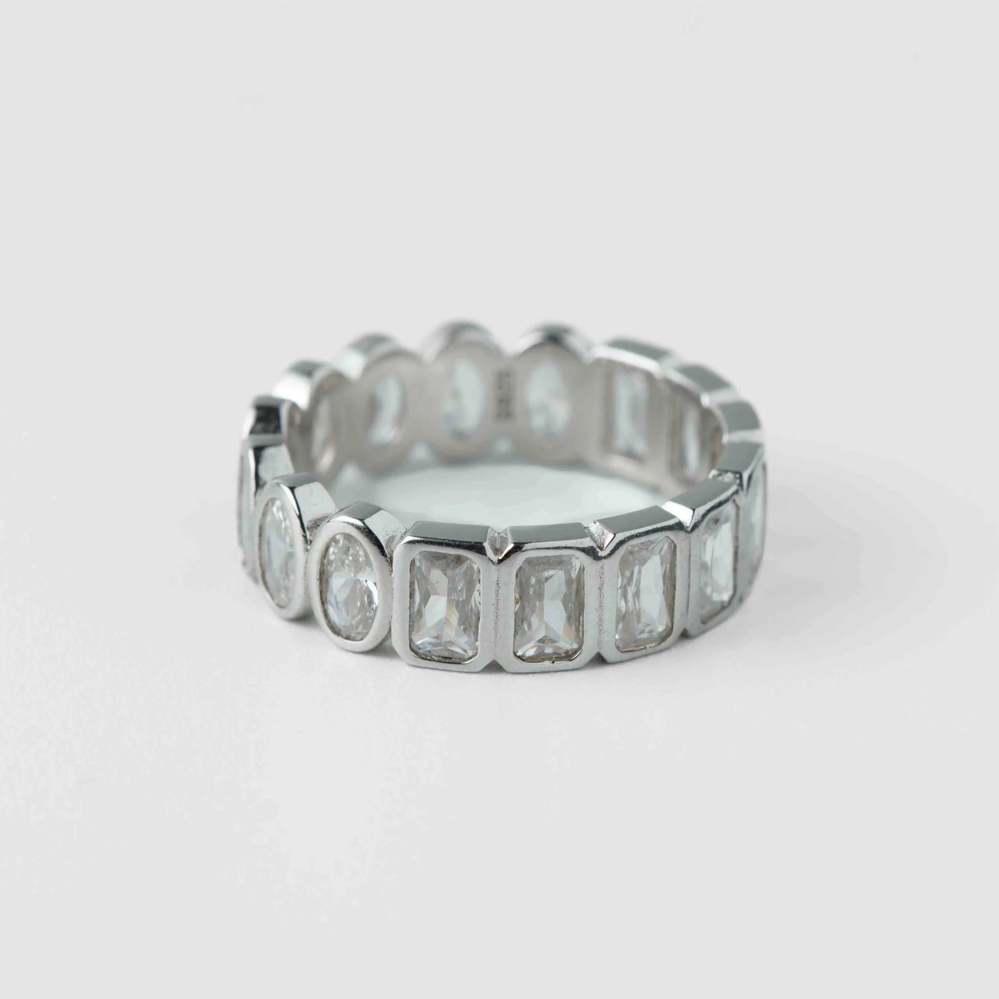 Double side stainless steal cubic zirconia eternity ring