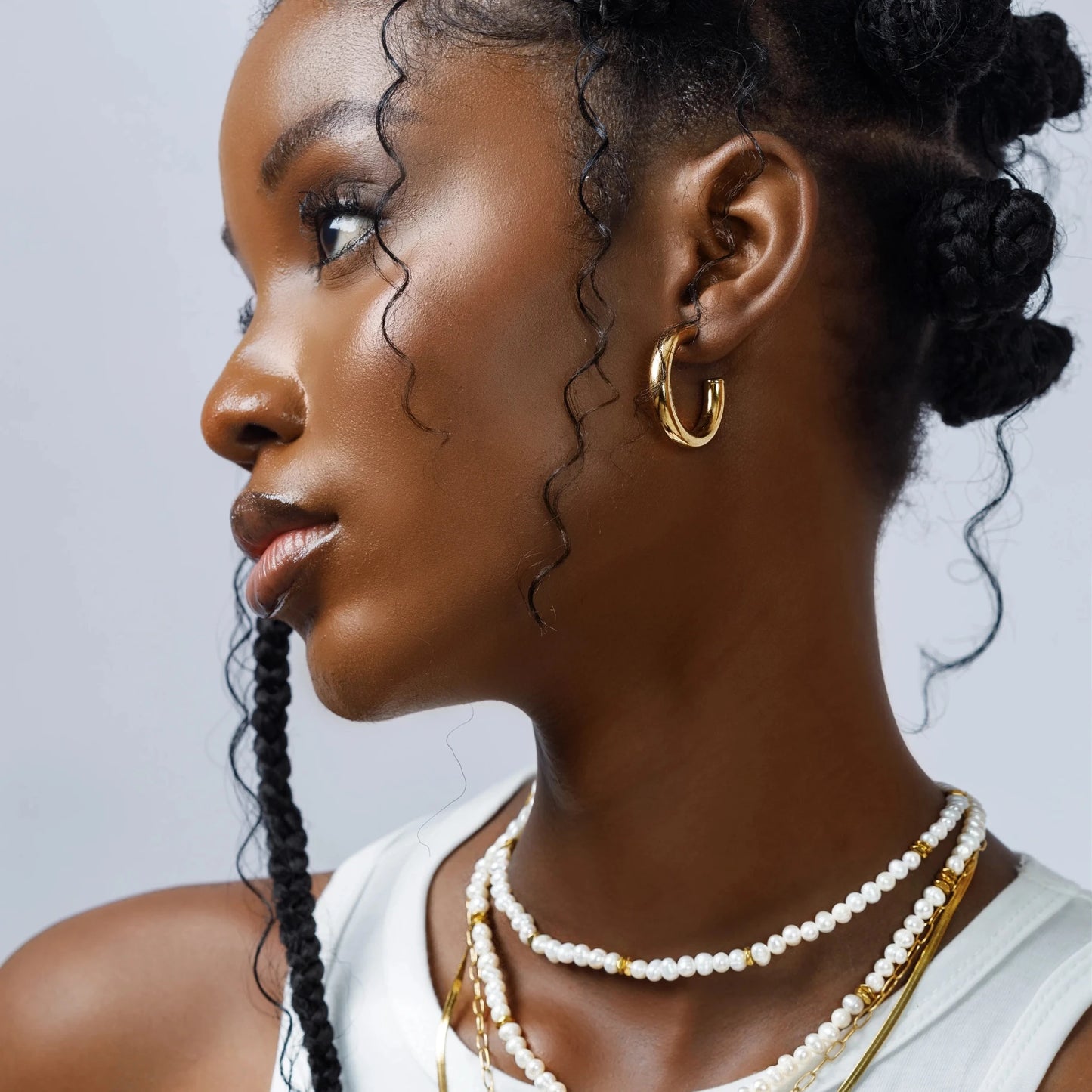 Mid sized hoop 18k gold plated earrings