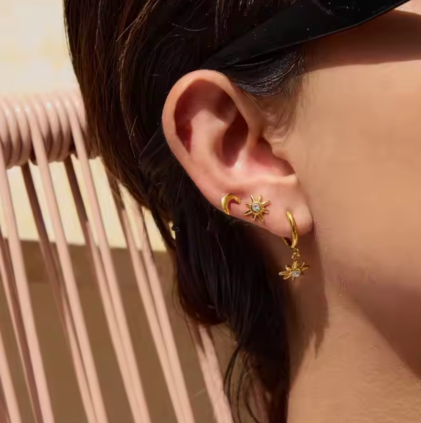 Moon & Star Stud Earrings