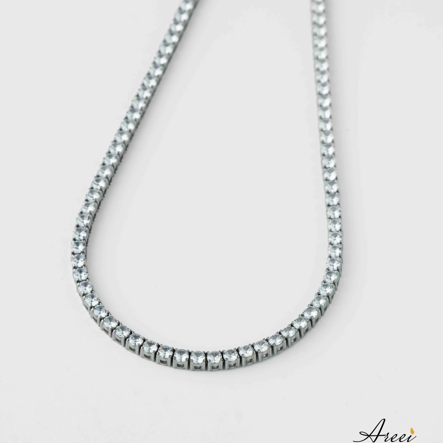 Silver cubic zirconia tennis necklace