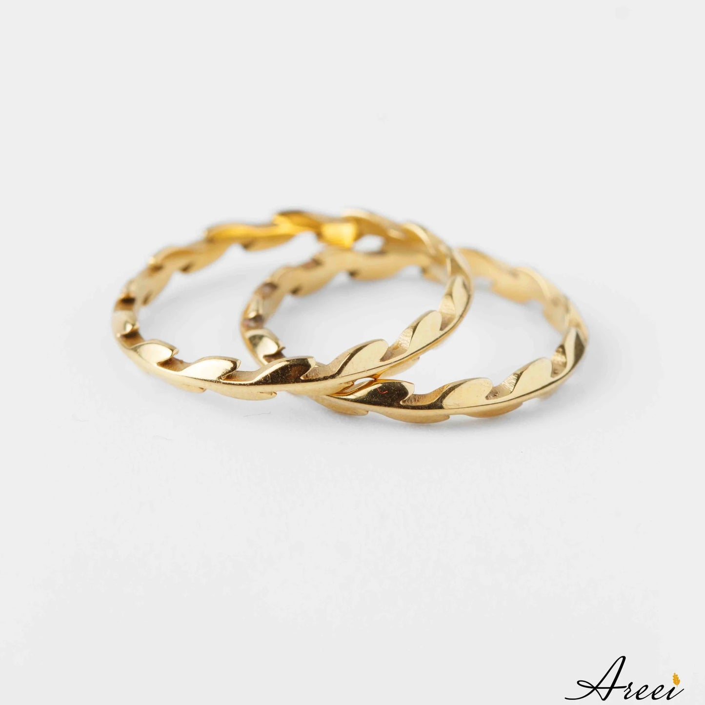 Thin band 18k gold plated branch ring