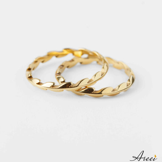 Thin band 18k gold plated branch ring