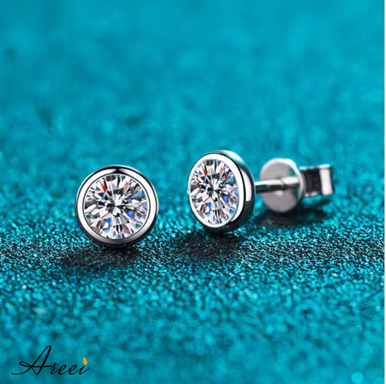 Dot Bezel Moissanite Stud Earrings