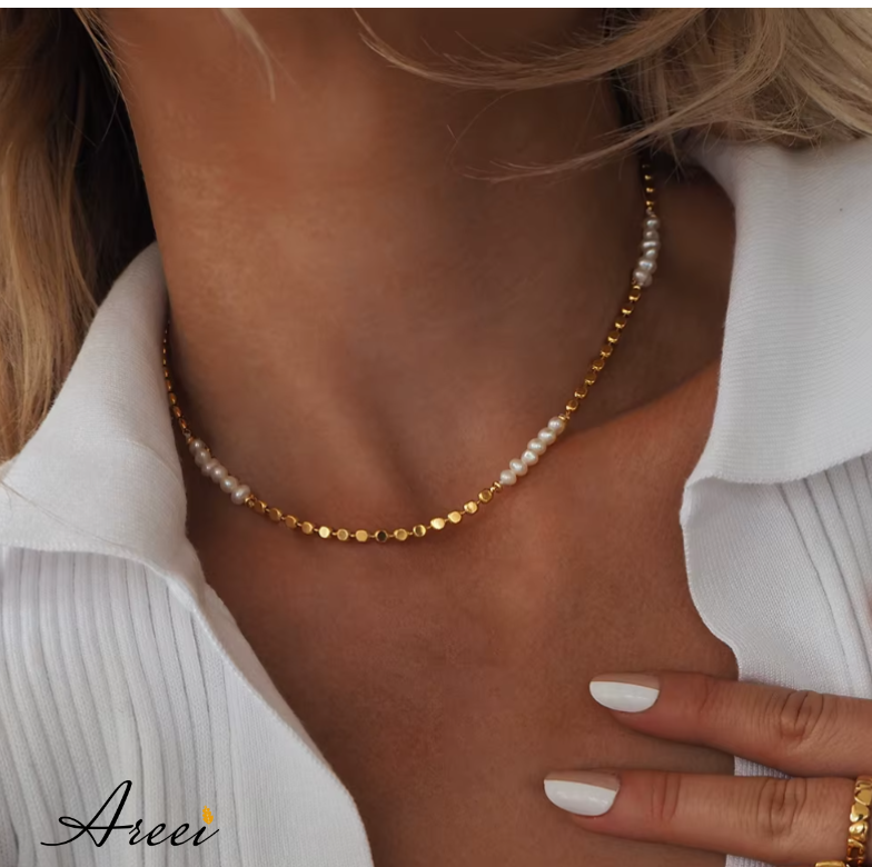 Pearl & Gold Choker Necklace