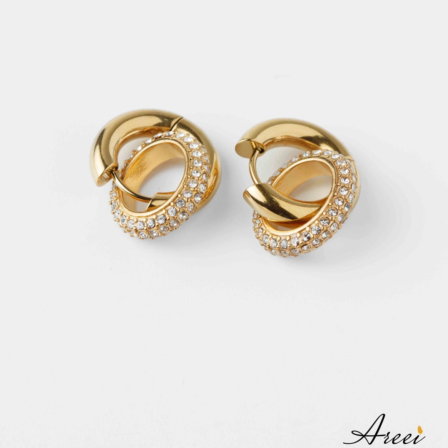 18k gold cubic zirconia drop huggie earrings