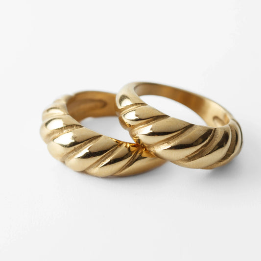 18k gold plated chunky croissant ring tarnish free