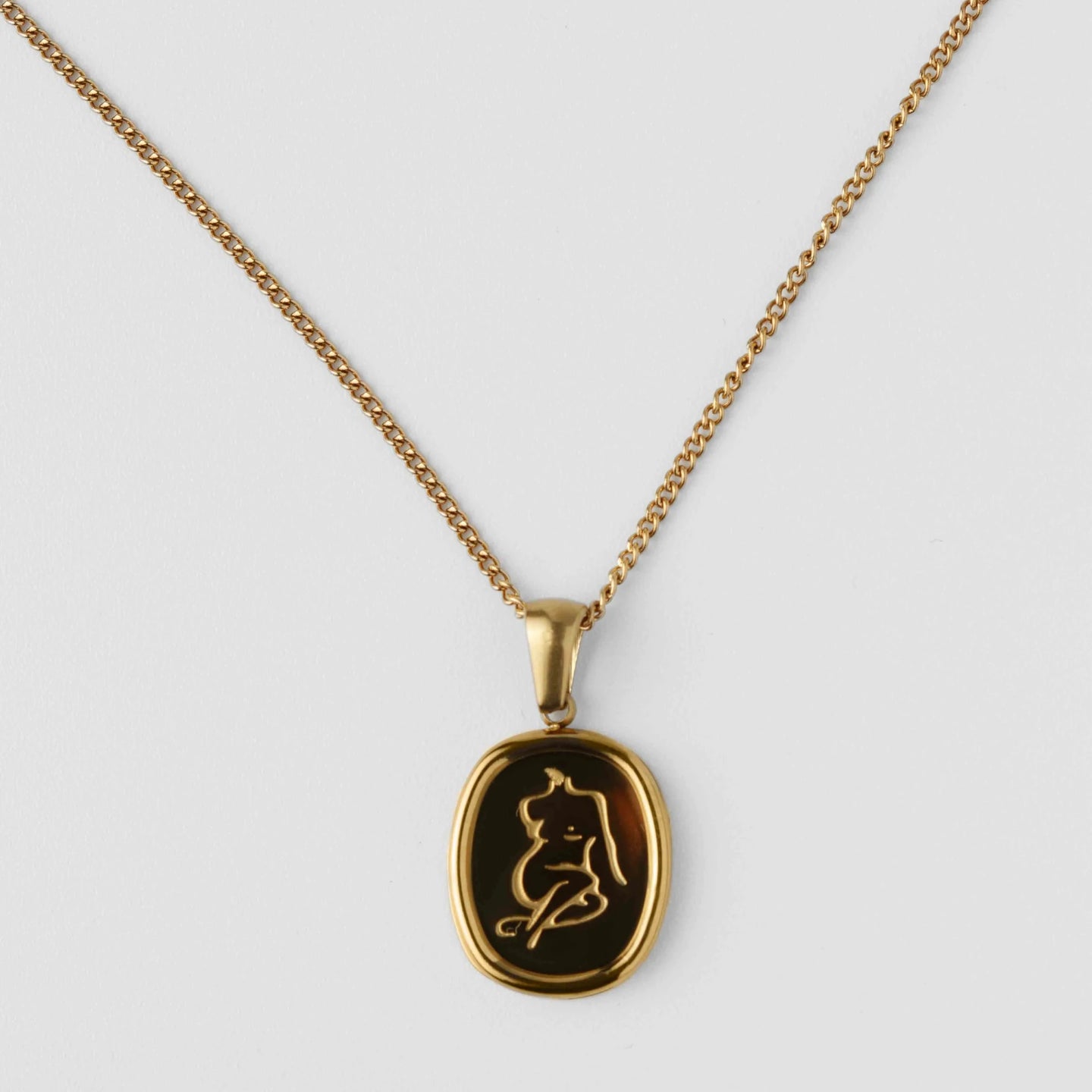 Body pendant 18k gold plated necklace.