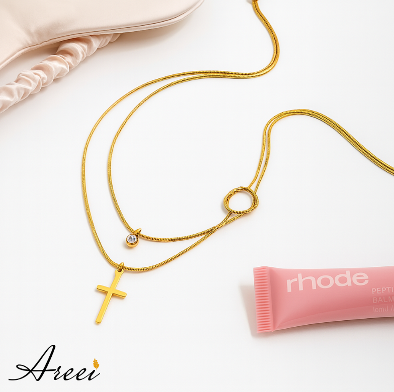 Double Layer Cross Pendant Necklace