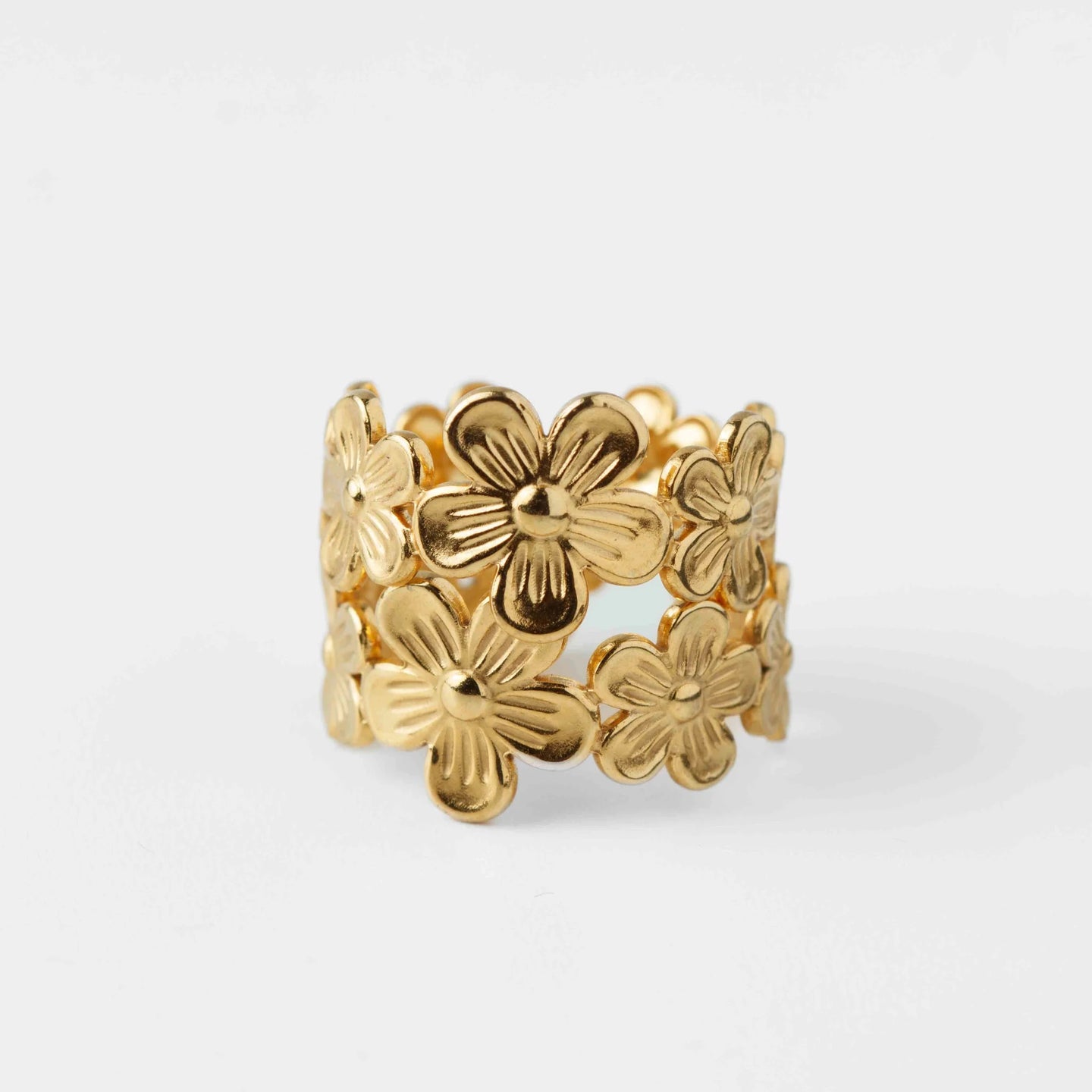 18k gold plated flower adjustable ring