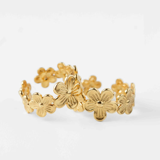 18k gold plated adjustable daisy flower ring