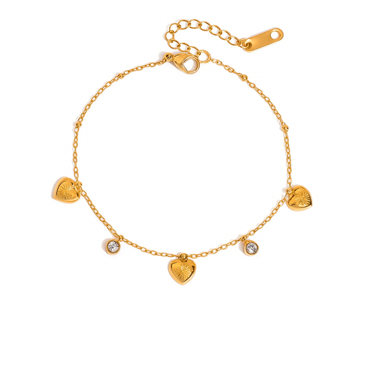 Diamante Heart Charm Bracelet