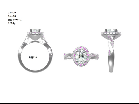 Oval halo engagement ring