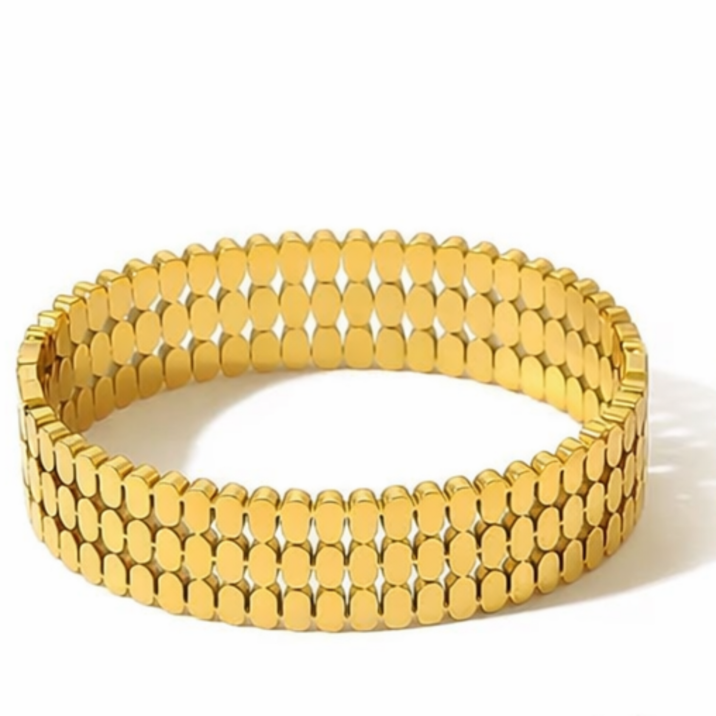 Gold bracelet on a white background