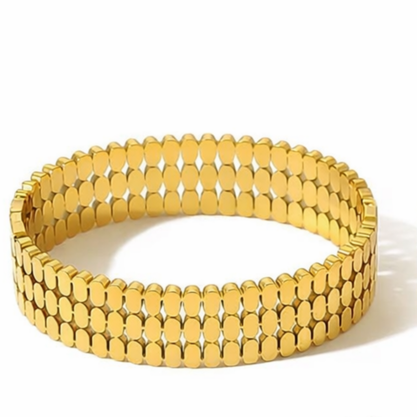 Gold bracelet on a white background