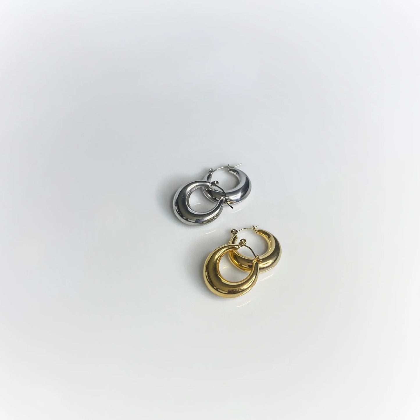 Gold and Silver chunky mini hoops