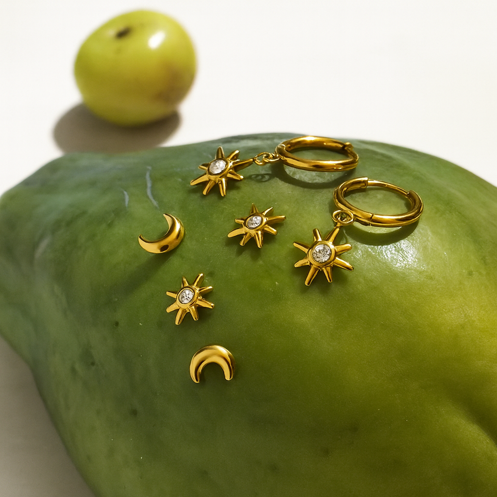 Moon & Star Stud Earrings