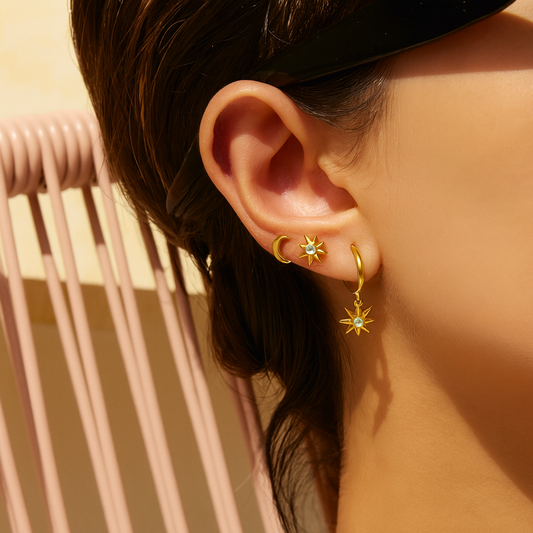 Moon & Star Stud Earrings
