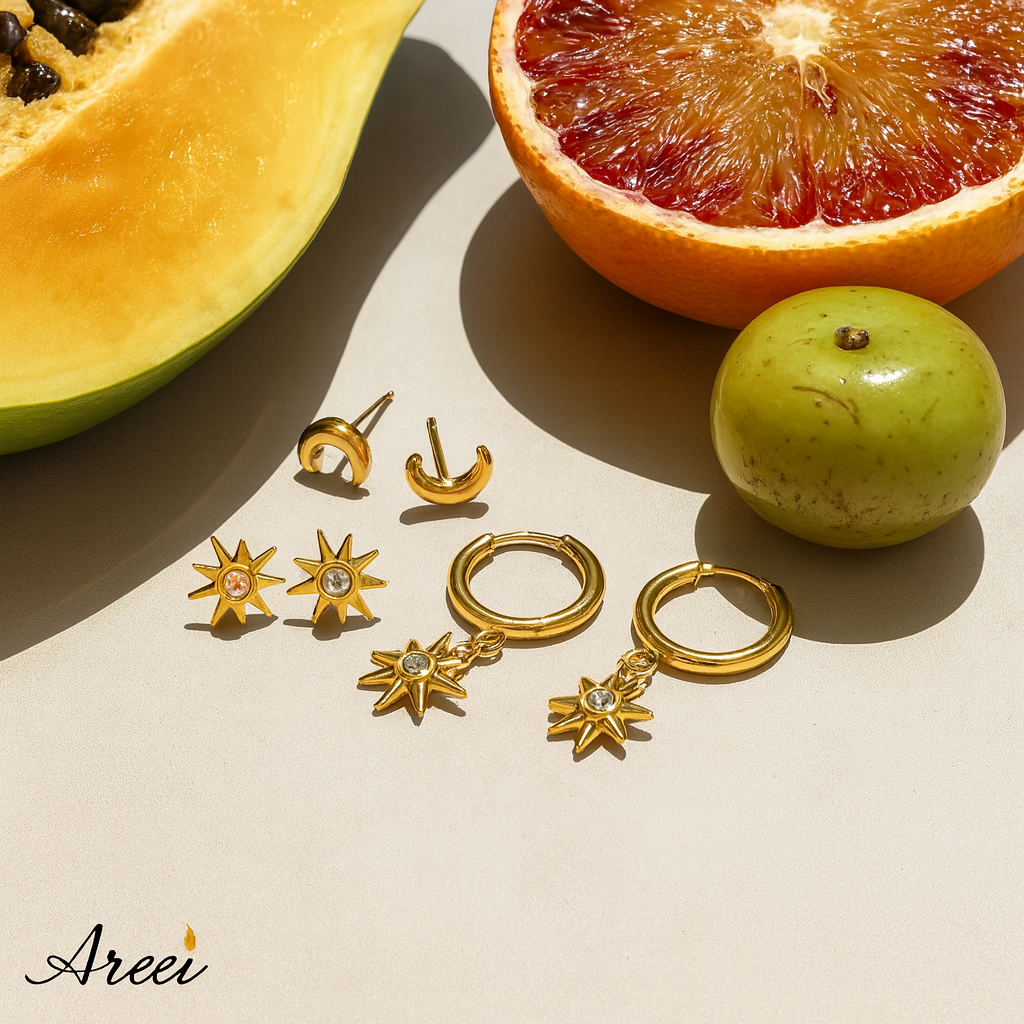 Moon & Star Stud Earrings