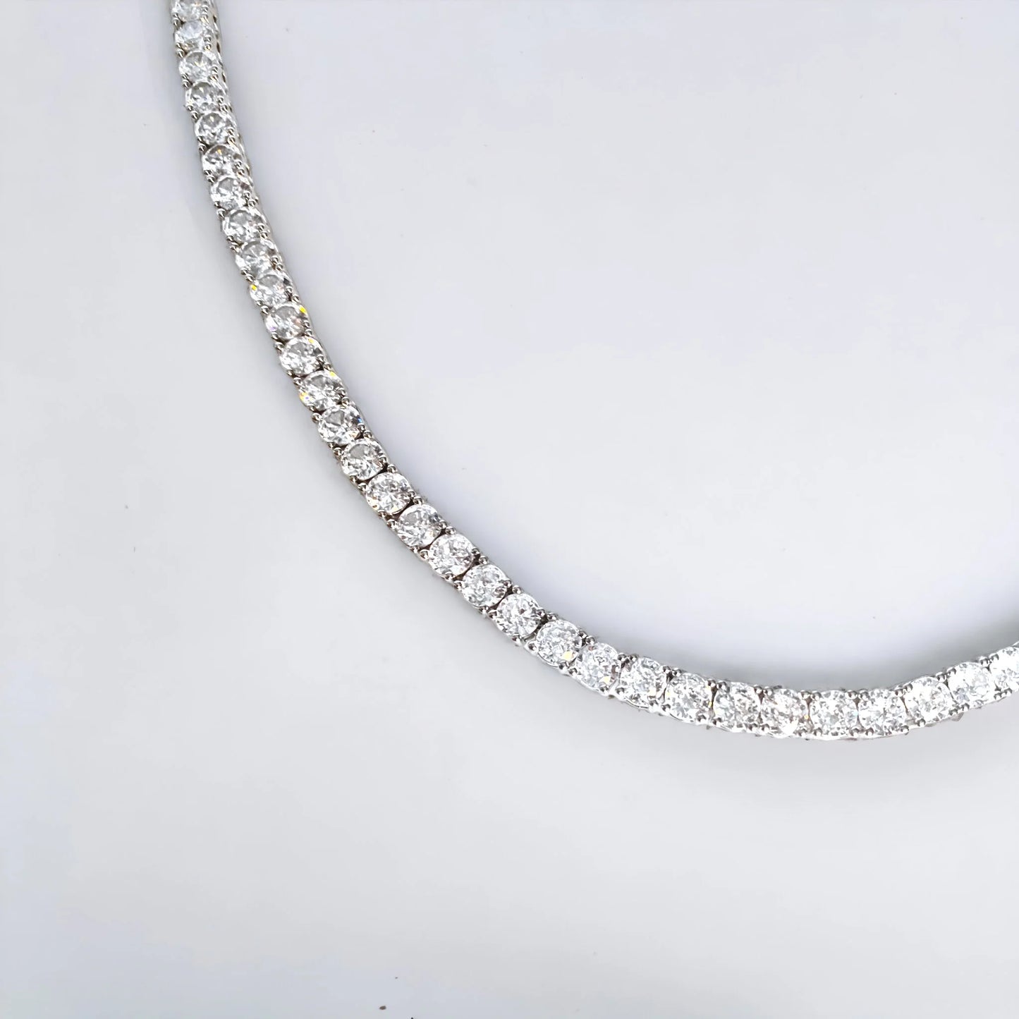 Close up of Cubic Zirconia Diamond Tennis Necklace