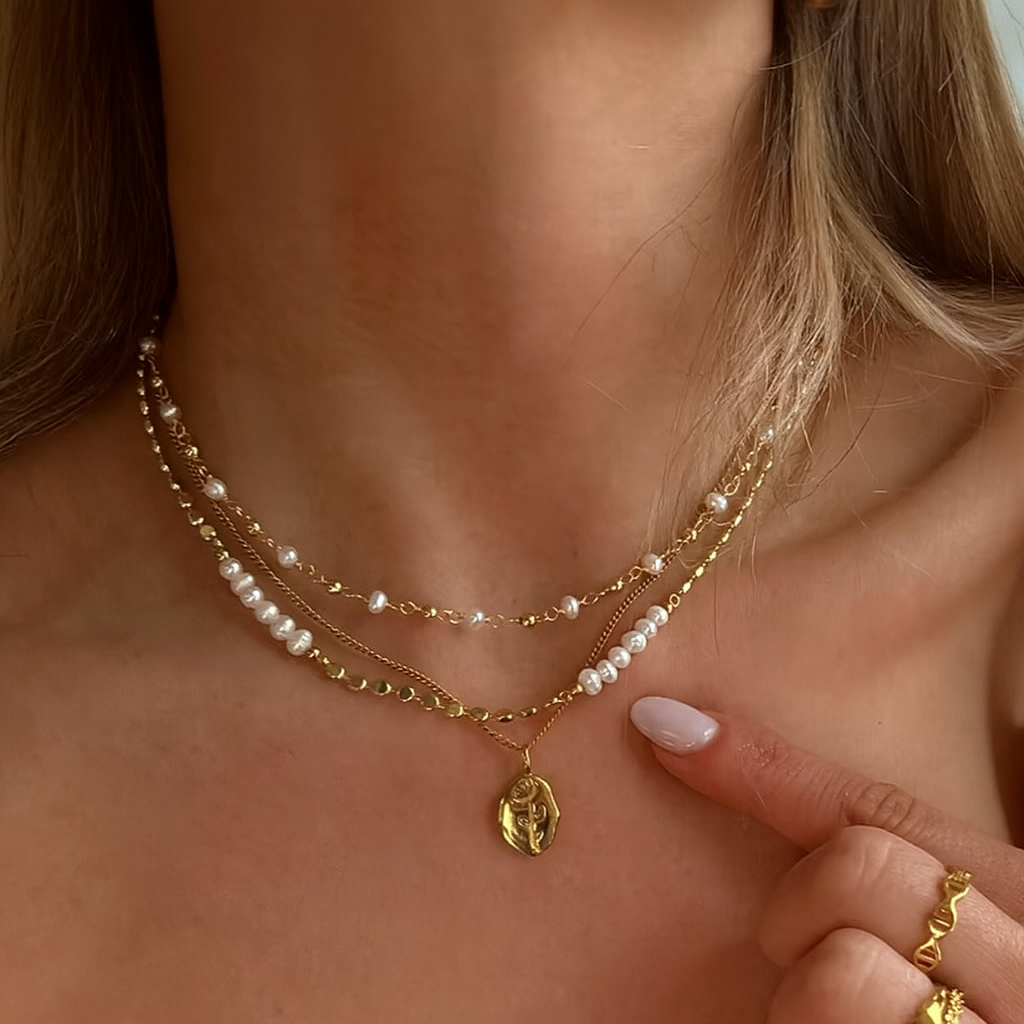 Pearl & Gold Choker Necklace