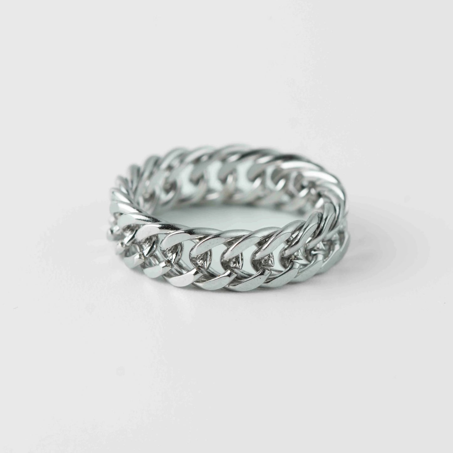 Single silver chunky chain ring