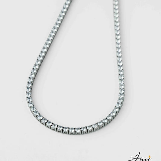 Silver cubic zirconia tennis necklace 