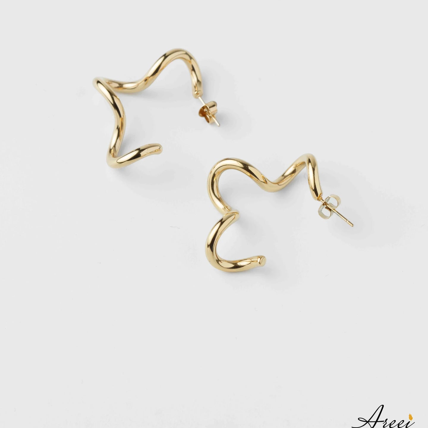 Spiral 18k gold plated earrings 