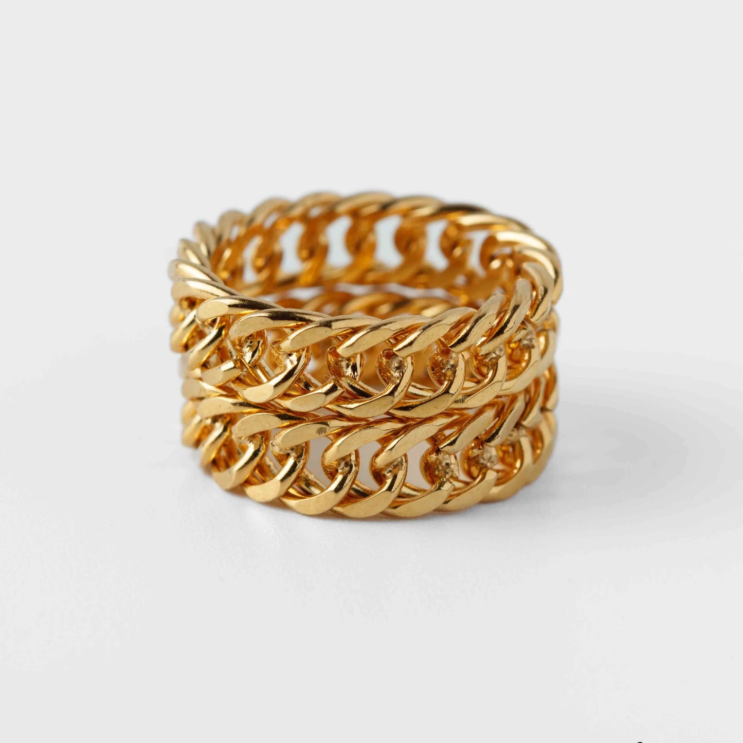 18k gold chunky chain ring 