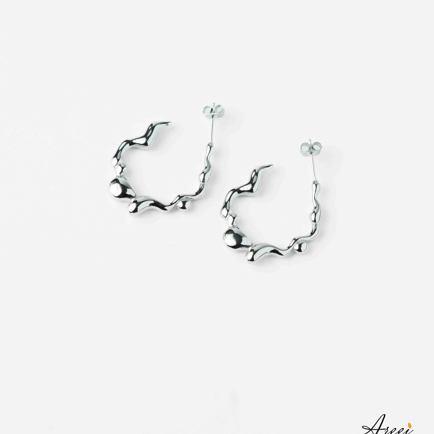 Sterling silver water wavey hoop earrings 