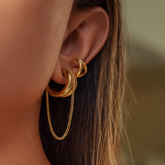Tassel Line Hoop Earrings