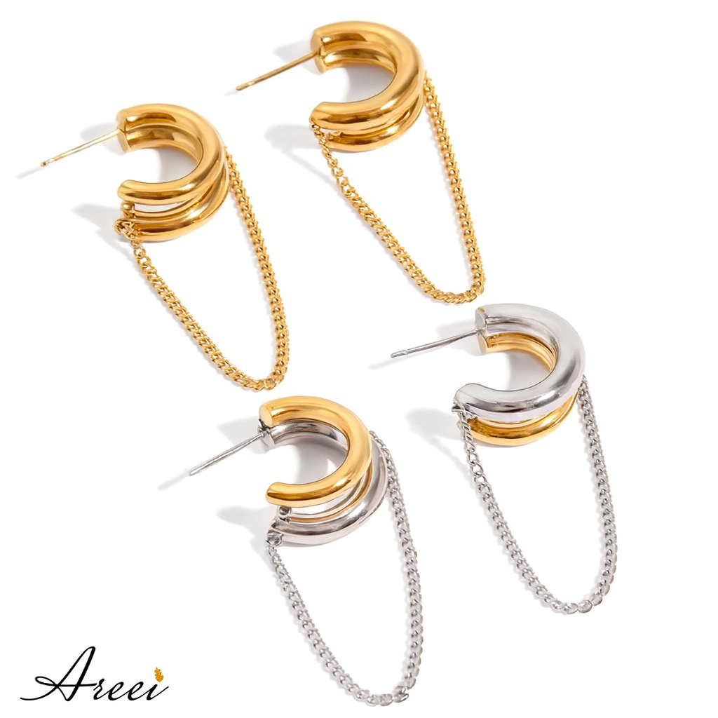 Tassel Line Hoop Earrings