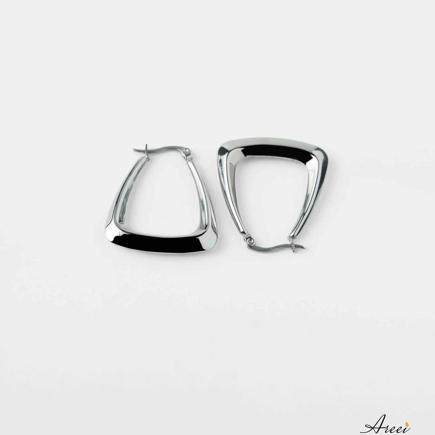 Triangle silver plated hoop earrings