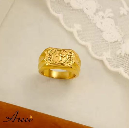 Vintage Gold Cross Ring