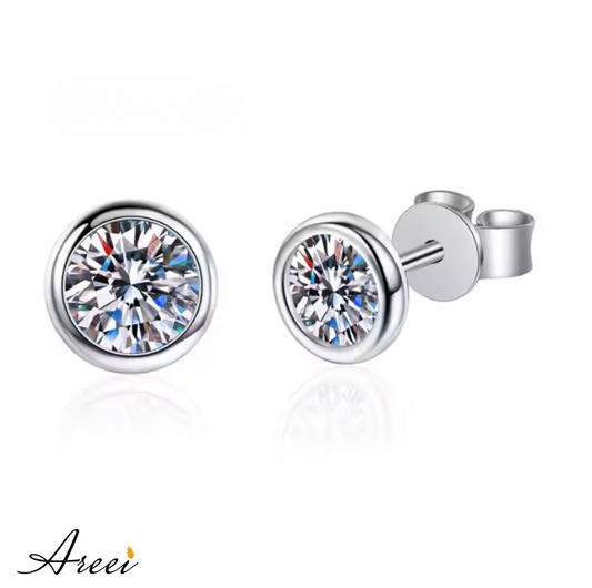 Dot Bezel Moissanite Stud Earrings
