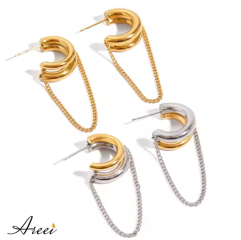 Tassel Line Hoop Earrings