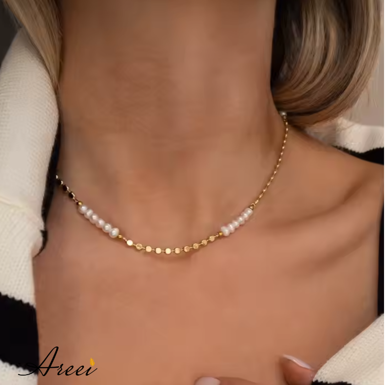 Pearl & Gold Choker Necklace