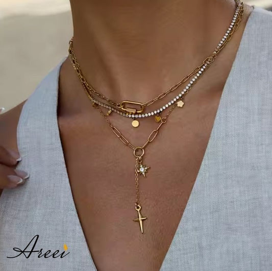 Star Tassel Cross Necklace