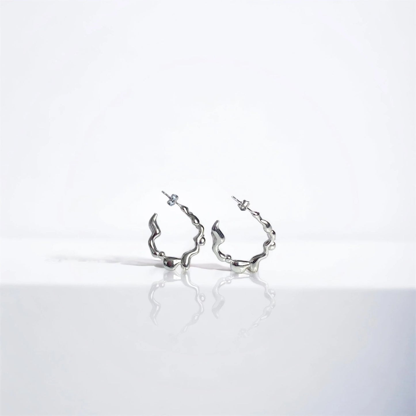 Water droplets silver earring